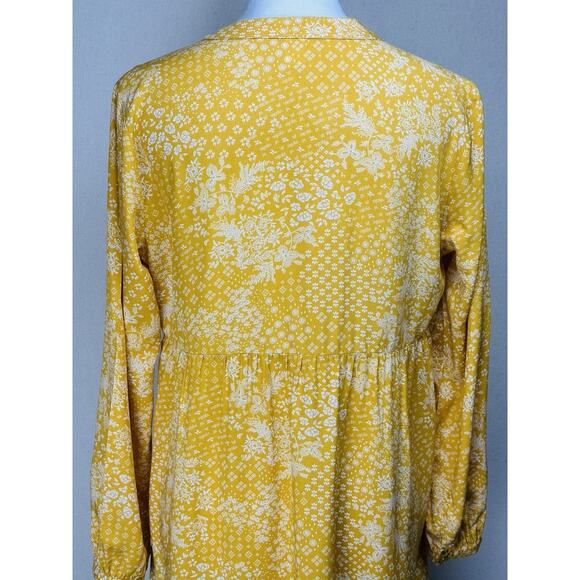 Old Navy Women's Yellow Floral Print Long Sleeve Tunic Dress Sz M Baby Doll - Picture 5 of 12
